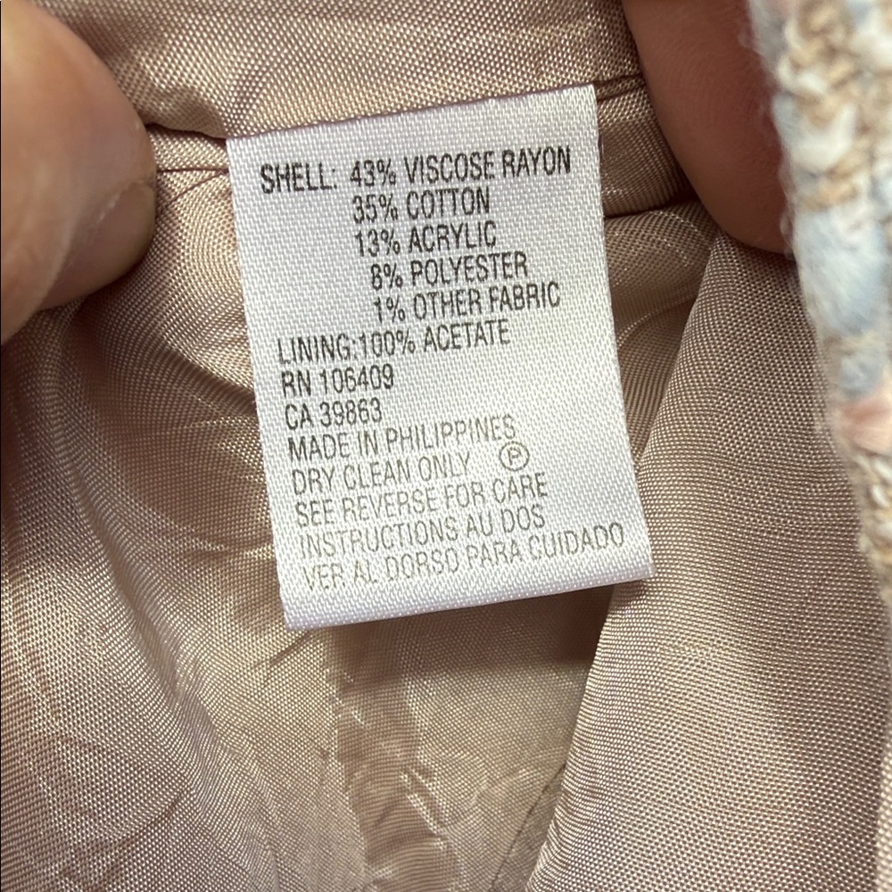 Tahari Light Pink and Green Tweed Blazer - Picture 8 of 14